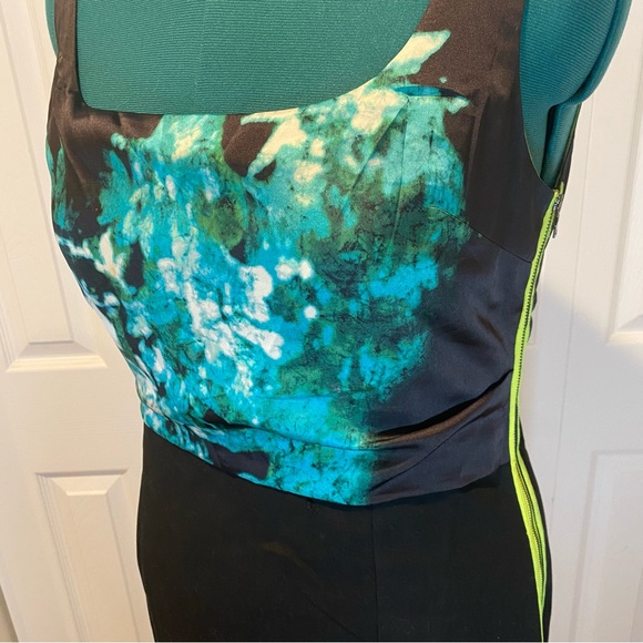 TAHARI Satin Neon Zipper Accent Office Professional Dress. Size 14 - Picture 8 of 16